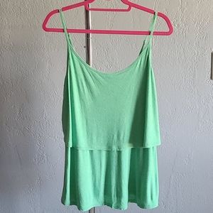 CAbi #827 Knit Tiered Seafoam Tank